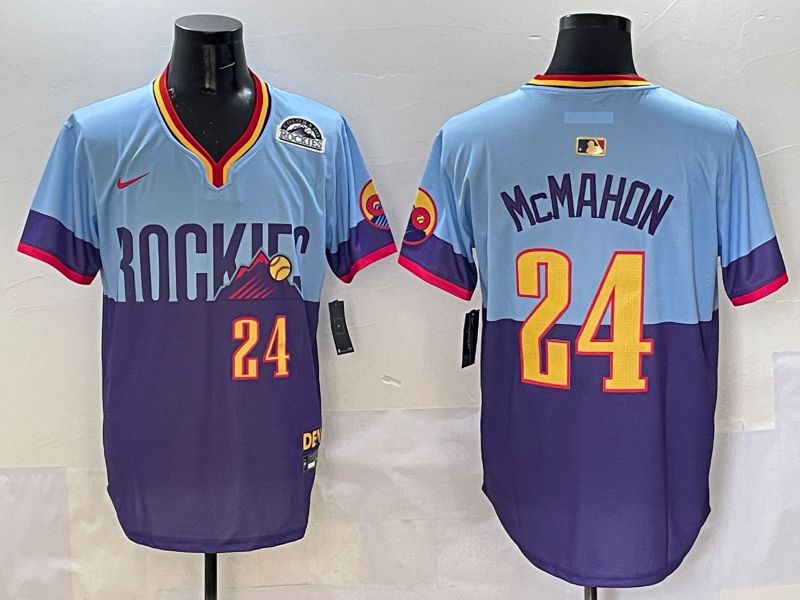 Men Colorado Rockies #24 Mcmahon Purple blue Joint Name 2025 Nike MLB Jersey style 4->colorado rockies->MLB Jersey